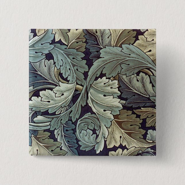 Badge Carré 5 Cm William Morris Acanthus Feuilles (Devant)