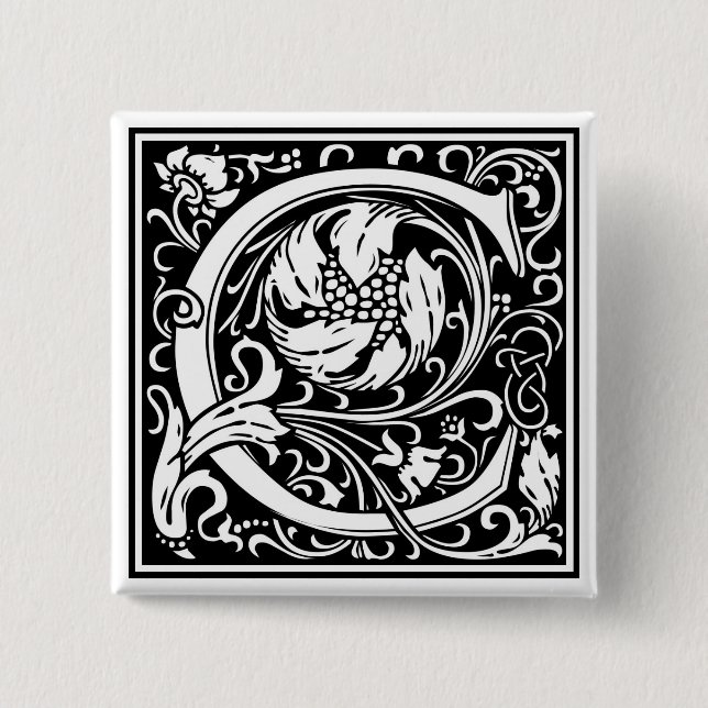 Badge Carré 5 Cm William Morris Alphabet "C" (Devant)