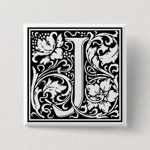 Badge Carré 5 Cm William Morris Alphabet "J"