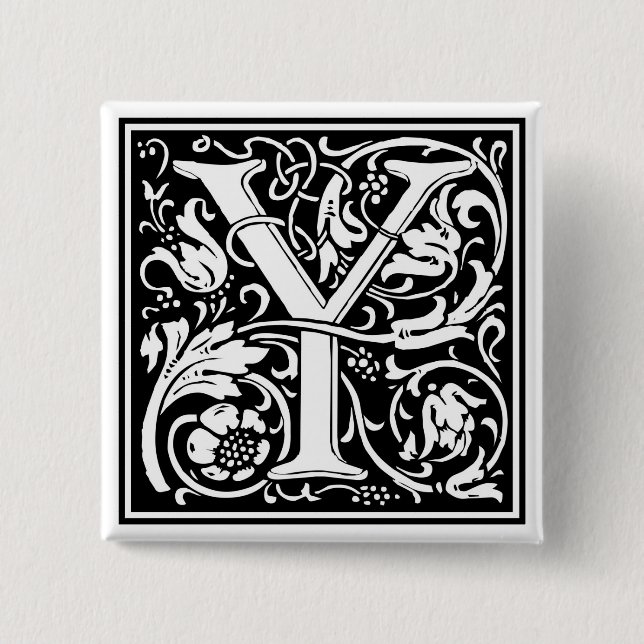 Badge Carré 5 Cm William Morris Alphabet "Y" (Devant)