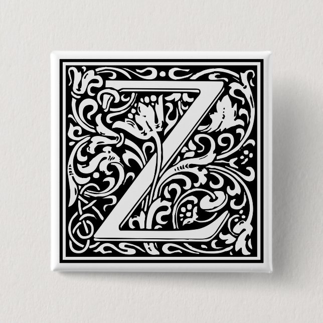 Badge Carré 5 Cm William Morris Alphabet "Z" (Devant)