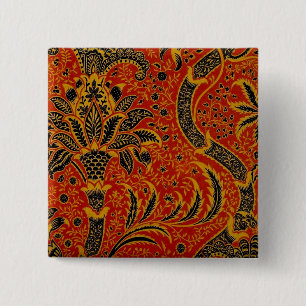 Badge Carré 5 Cm William Morris Inde Floral rouge