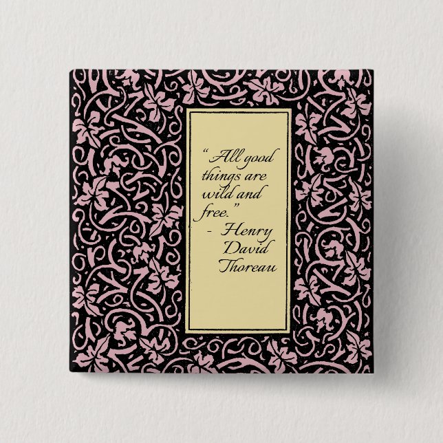 Badge Carré 5 Cm William Morris Motif de la feuille de vigne (Devant)