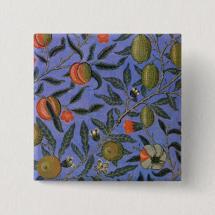 Badge Carré 5 Cm William Morris Pomegranate Bleu papier peint color
