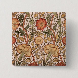Badge Carré 5 Cm William Morris Rose Flower Fond d'écran Motif