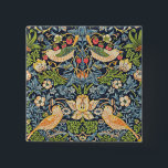 Badge Carré 5 Cm William Morris Strawberry Thief Motif floral<br><div class="desc">Bouton de motif floral William Morris Strawberry Thief</div>
