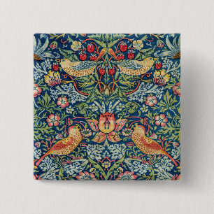 Badge Carré 5 Cm William Morris - Thief aux fraises