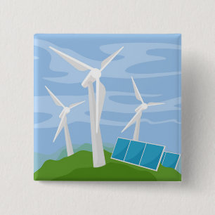 Badge Carré 5 Cm Windmills et cellules solaires