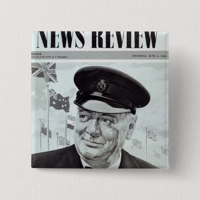 Badge Carré 5 Cm Winston Churchill (Devant)