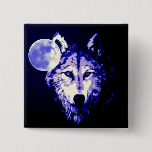 Badge Carré 5 Cm Wolf & Lune noir nuit Collage