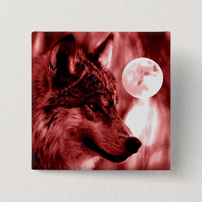 Badge Carré 5 Cm Wolf & Moon (Devant)
