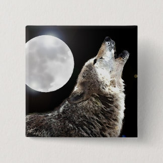 Badge Carré 5 Cm Wolf & Moon