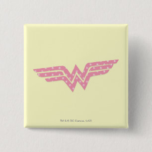 Badge Carré 5 Cm Wonder Woman Coloré rose floral logo