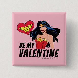 Badge Carré 5 Cm Wonder Woman   Vous êtes merveilleuse Valentine