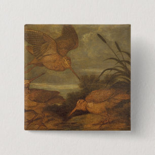 Badge Carré 5 Cm Woodcock au crépuscule, c.1676 (huile sur la