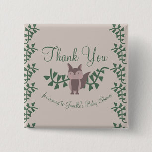 Badge Carré 5 Cm Woodland Fox Baby shower de verdure Cadeaux rustiq