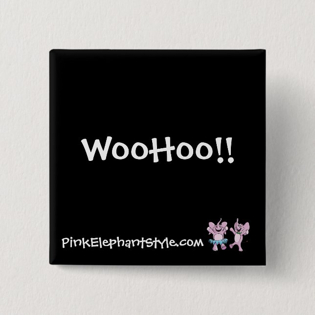 Badge Carré 5 Cm WooHoo bouton (Devant)
