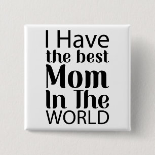 Badge Carré 5 Cm Worlds Best Mom Élégant noir et blanc Script