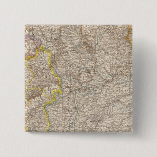 Badge Carré 5 Cm Wurttemberg, Bayern Atlas Map of Germany