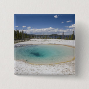 Badge Carré 5 Cm WY, Parc national de Yellowstone, West Thumb Geyse