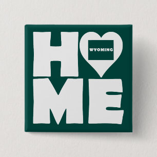Badge Carré 5 Cm Wyoming Home Heart State Button Badton Pin