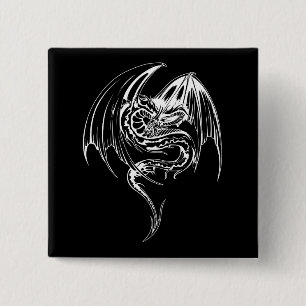 Badge Carré 5 Cm Wyvern Dragon sont des créatures mythiques de fant