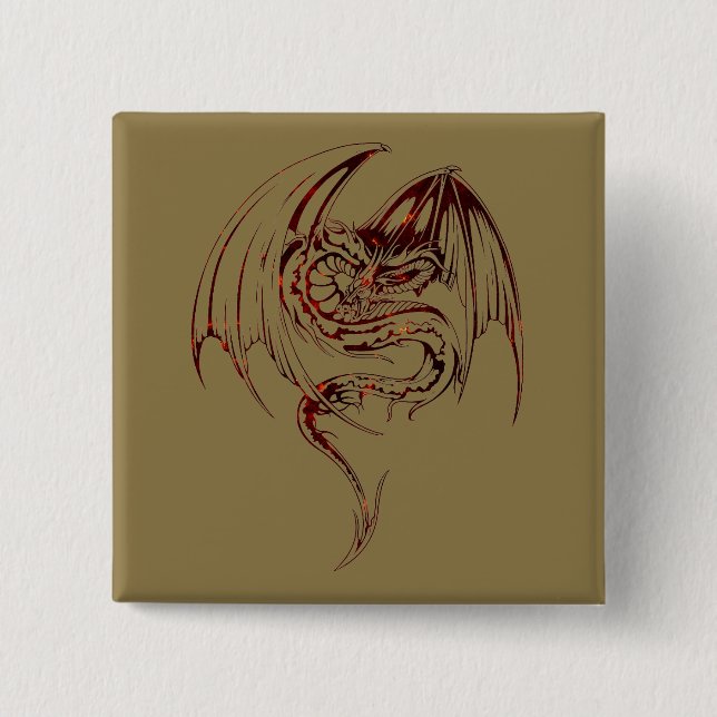 Badge Carré 5 Cm Wyvern Dragon Sont Des Créatures Mythiques Imagina (Devant)