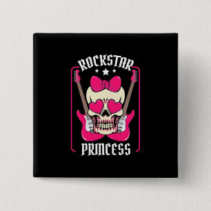 Badge Carré 5 Cm Xmas Gift   Rockstar Princess Skull