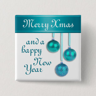 Badge Carré 5 Cm Xmas Tree Baubles bleu turquoise + vos idées