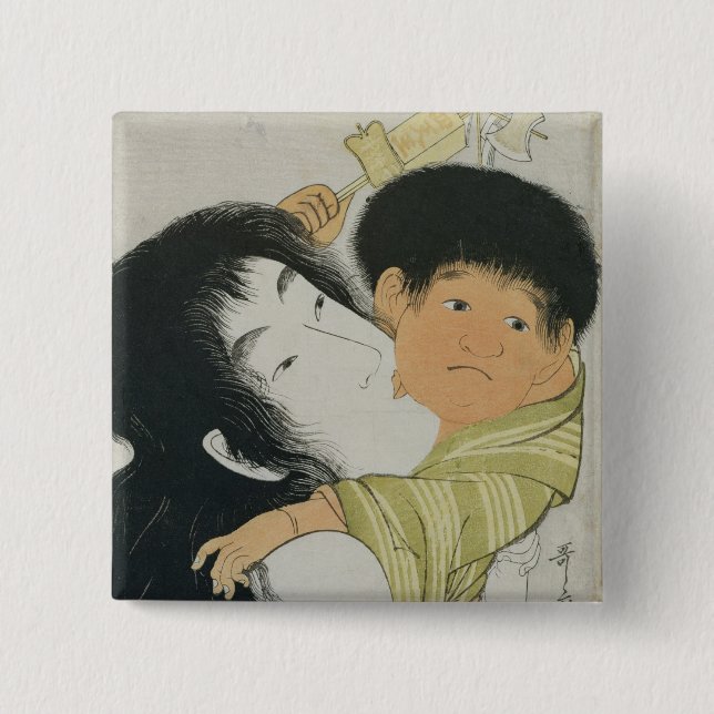 Badge Carré 5 Cm Yama-Uba et Kintoki (Devant)
