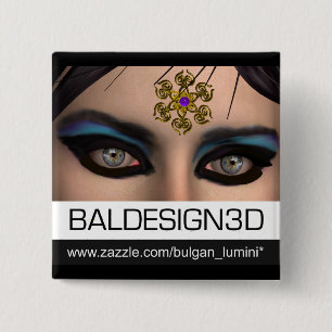 Badge Carré 5 Cm YEUX DE THEDA /Baldesign3d