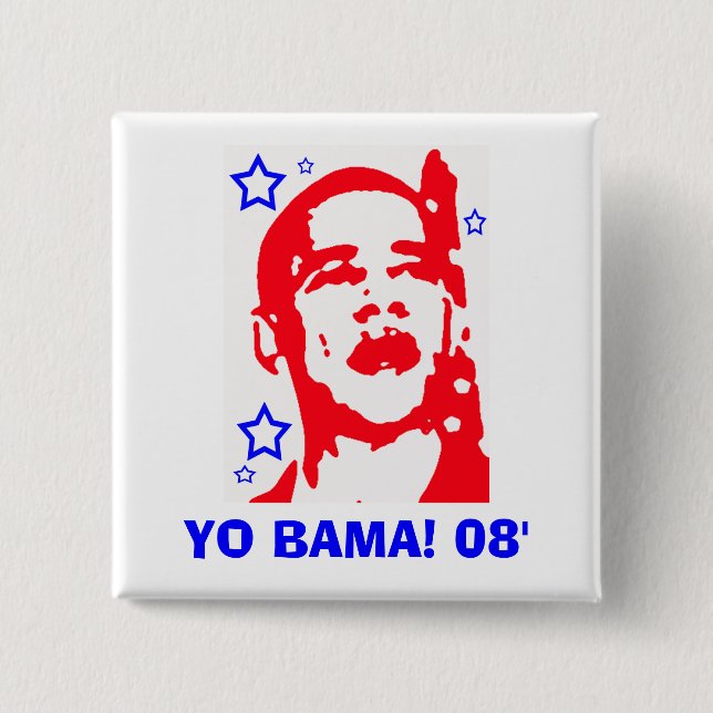 Badge Carré 5 Cm Yo Bama ! 08' étoile (Devant)