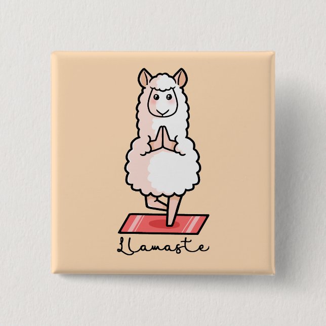 Badge Carré 5 Cm Yoga Llama - Llamaste (Devant)
