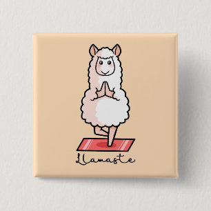 Badge Carré 5 Cm Yoga Llama - Llamaste