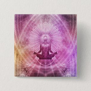 Badge Carré 5 Cm Yoga Méditation Zen Spirituel Coloré