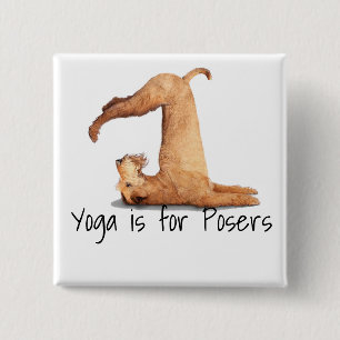 Badge Carré 5 Cm Yoga Poser Drôle Chien
