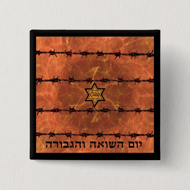 Badge Carré 5 Cm Yom HaShoah (Devant)