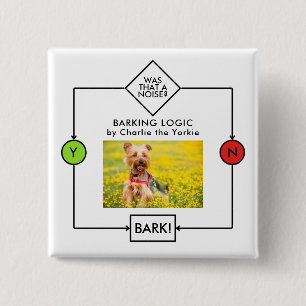 Badge Carré 5 Cm Yorkshire Terrier Logique d'aboiement Nom personna