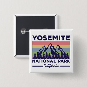 Badge Carré 5 Cm Yosemite National Park California Retro Randonnée