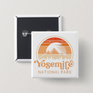 Badge Carré 5 Cm Yosemite National Park California Retro Vintage