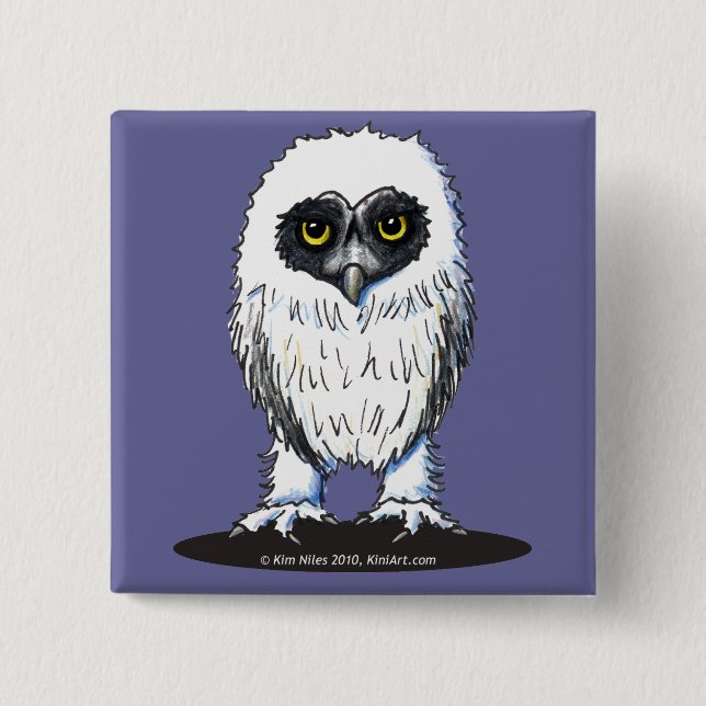 Badge Carré 5 Cm Young Spectacled Owl Button (Devant)