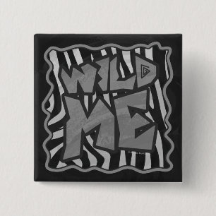 Badge Carré 5 Cm Zebra Black and Light Grey Wild Me
