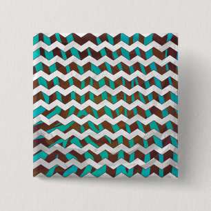 Badge Carré 5 Cm Zebra Chevron Impression Brown et Turquoise