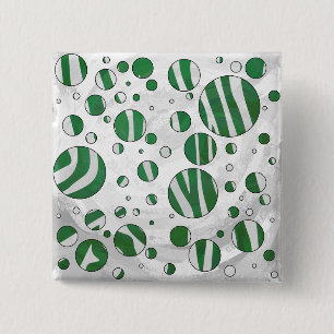 Badge Carré 5 Cm Zebra Green et White Polka Dot