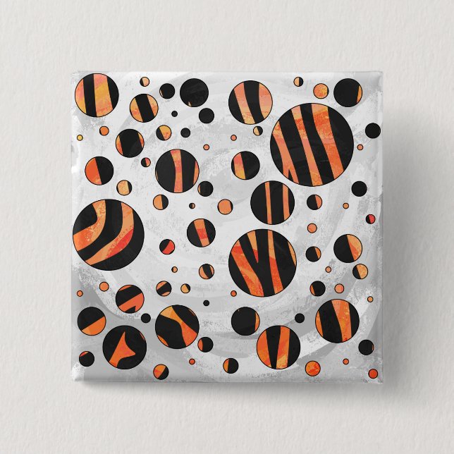 Badge Carré 5 Cm Zebra Pois noirs et orange (Devant)
