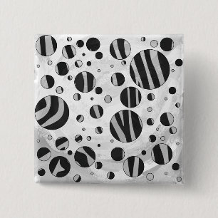 Badge Carré 5 Cm Zebra Polka point noir et gris clair
