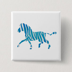 Badge Carré 5 Cm Zebra Silhouette Bleu et Blanc