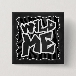 Badge Carré 5 Cm Zebra Wild me Noir et gris
