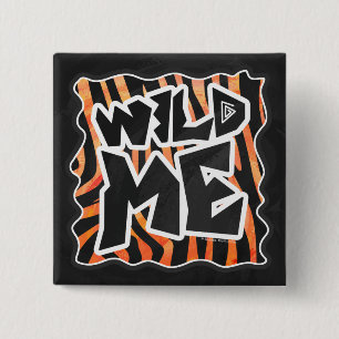 Badge Carré 5 Cm Zèbre de Black et Orange Wild Me
