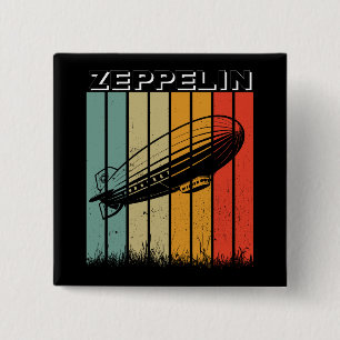 Badge Carré 5 Cm Zeppelin Rétro Dirigible Aéronef Zepelin Zepplin